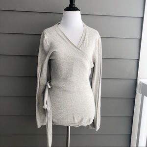 J. Crew Wrapped Long Sleeve Grey Sweater Blouse